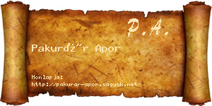 Pakurár Apor névjegykártya